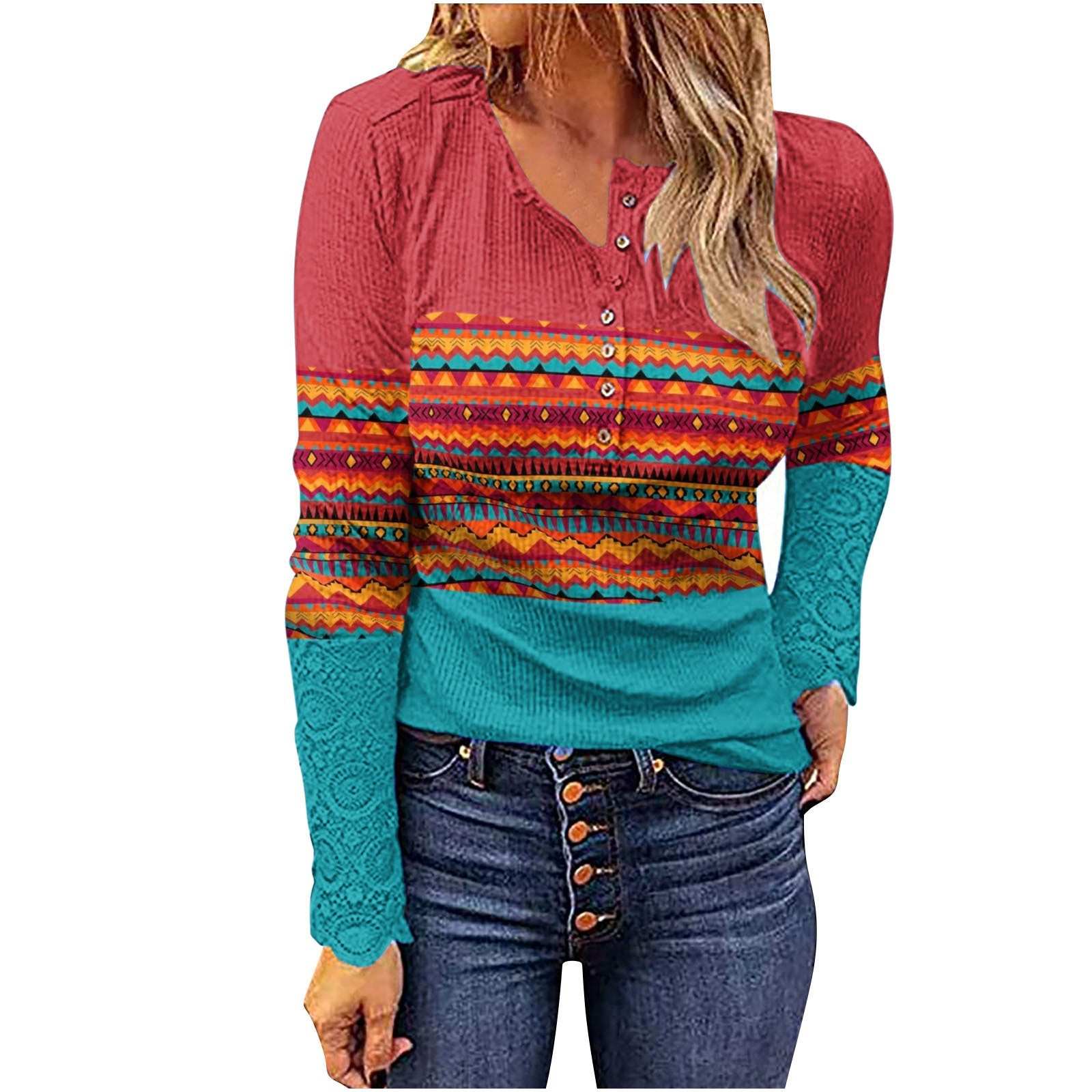 Women's Western European and American Style Knitwear, Geometric Pattern, V-Neck, Button Pullover, Slim Fit.