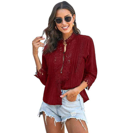 Ladies Lace 3/4 Sleeve Shirt