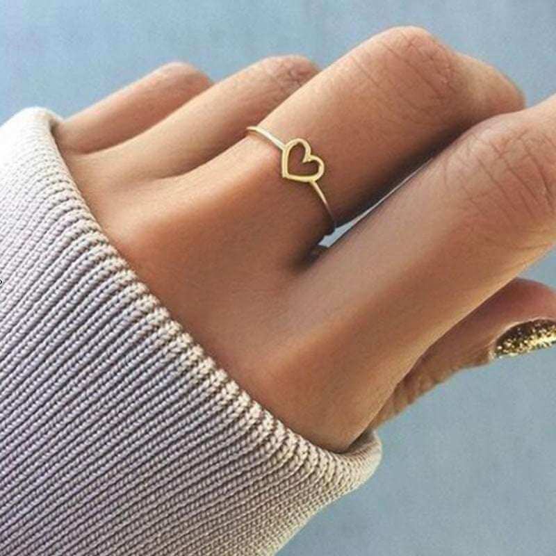 Heart-shaped Ring, Alloy Plating Simple Ladies Jewelry