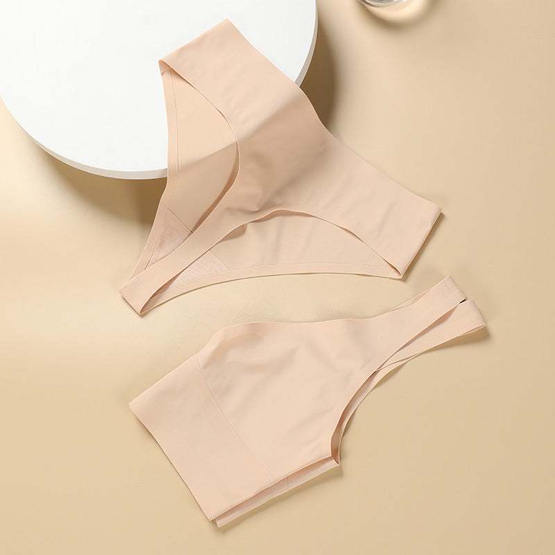 Women's fashion casual seamless wireless push up bra set in skin color, featuring a nylon fabric and beautiful back design.