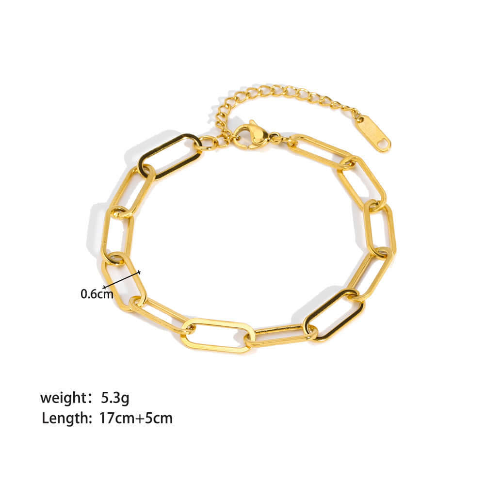 Stainless steel ornament bracelet for women, geometric design, gold-plated, unisex style.