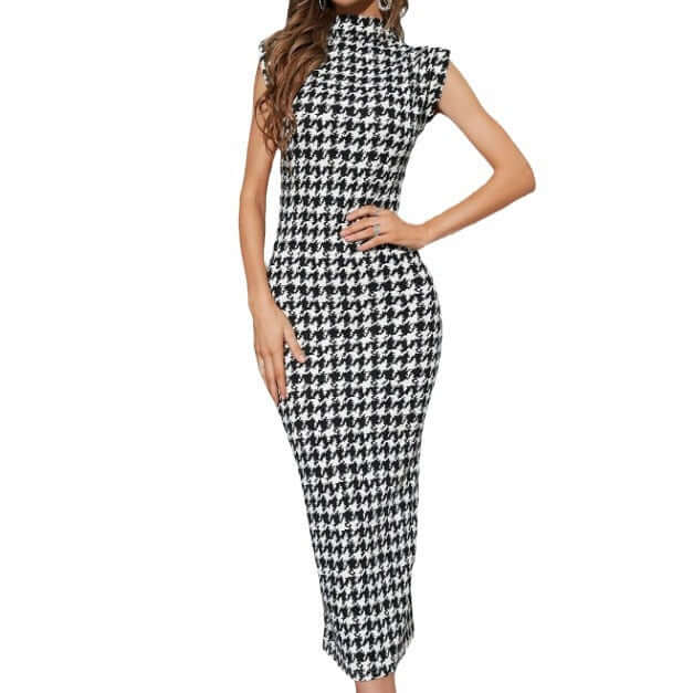 European And American Houndstooth Slim-fit Elegant Dress