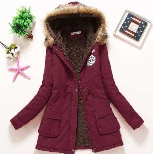 Ladies Coat with fur trimmed and hood