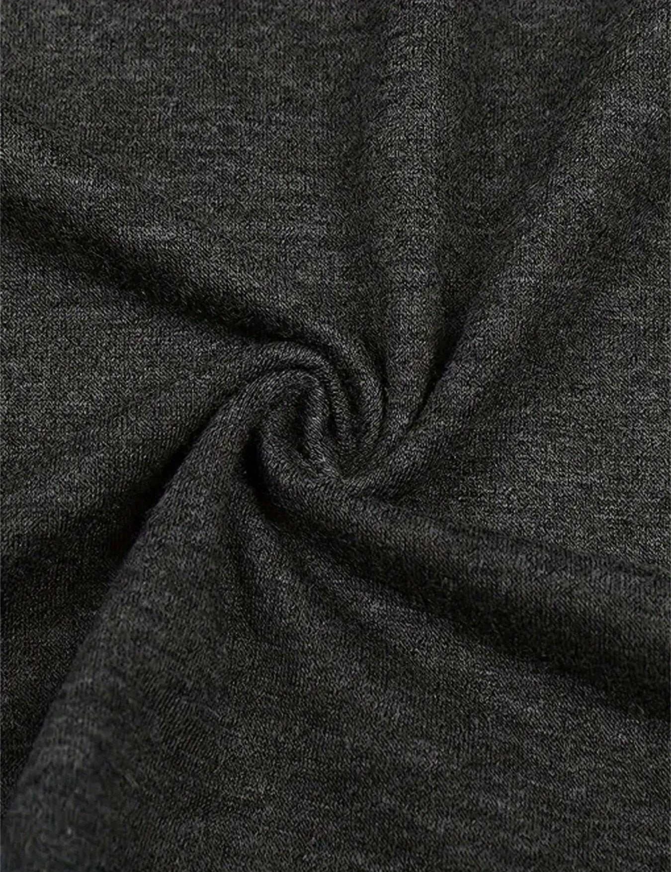 Women's hoodless sweatshirt fabric swatch in dark gray.