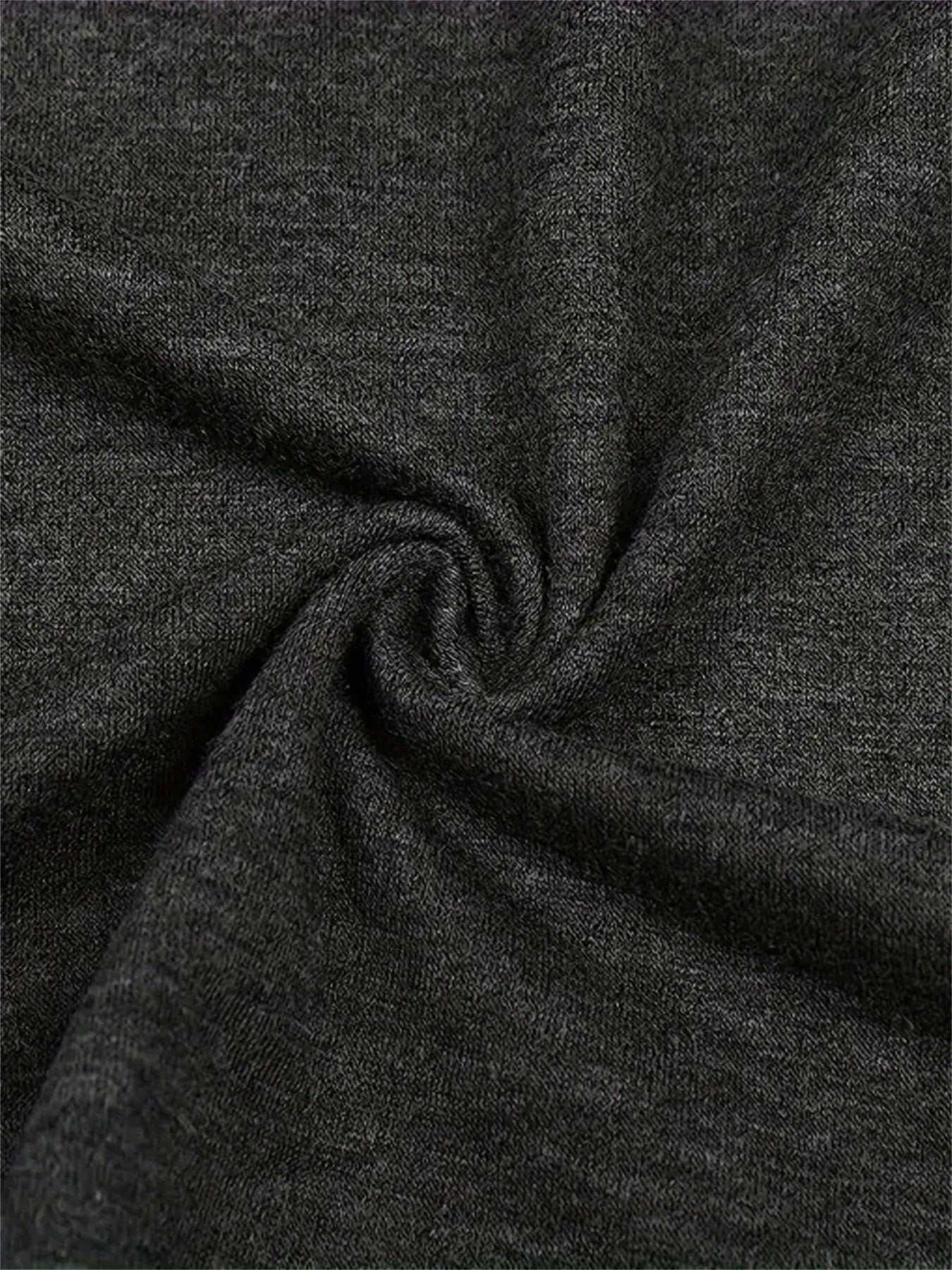 Women's hoodless sweatshirt fabric swatch in dark gray.