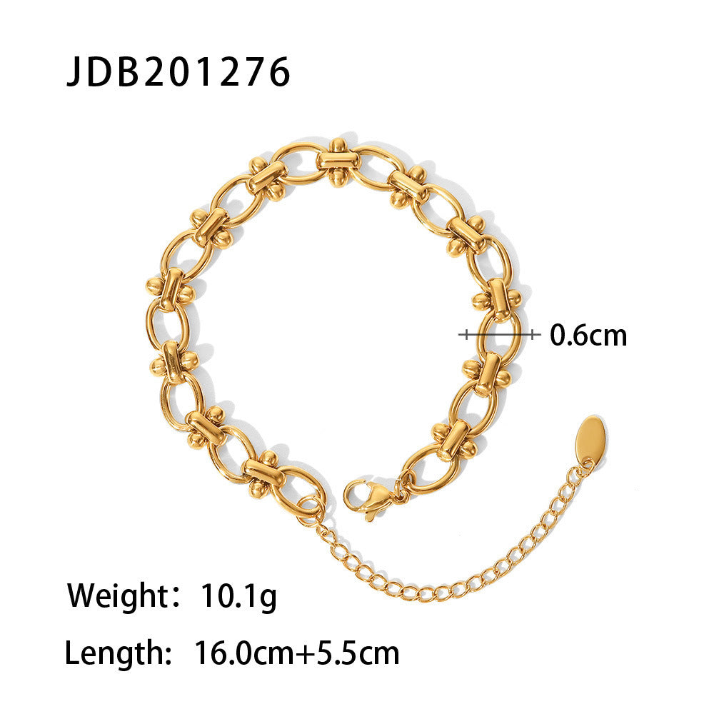 Fashionable And Versatile Gold-plated Stainless Steel Bracelets With Zirconia